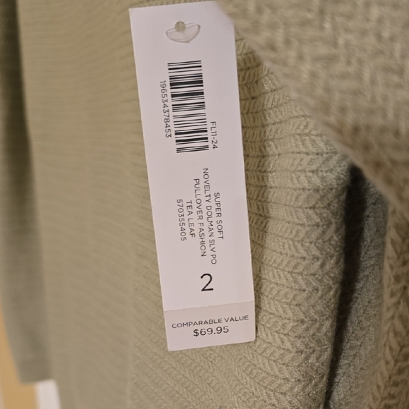 Chico's Green Boxy Ribbed Sweatshirt Tunic - Picture 3 of 12